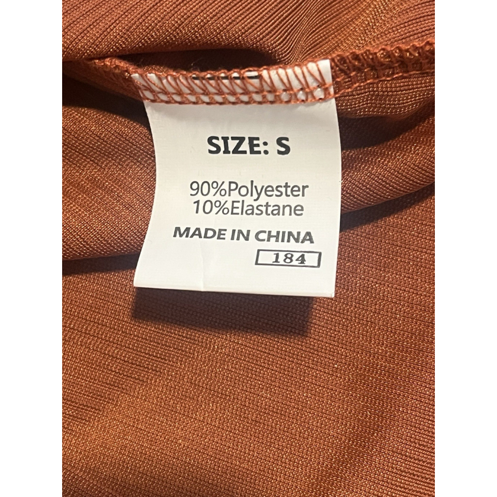 Beaudrm Blouse Womens Small Burnt Orange Square Neck Ribbed - Picture 6 of 9